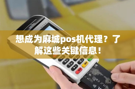 想成为麻城pos机代理？了解这些关键信息！
